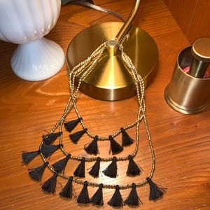 Black Layered Tassel Necklace